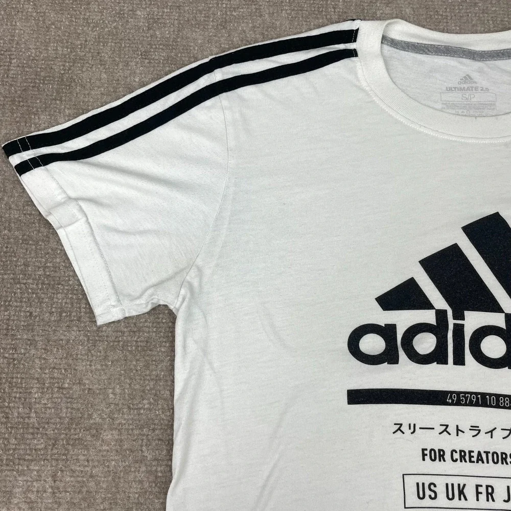 Adidas Ultimate 2.0 T Shirt Men Small White Three Stripes Life For Creators Only